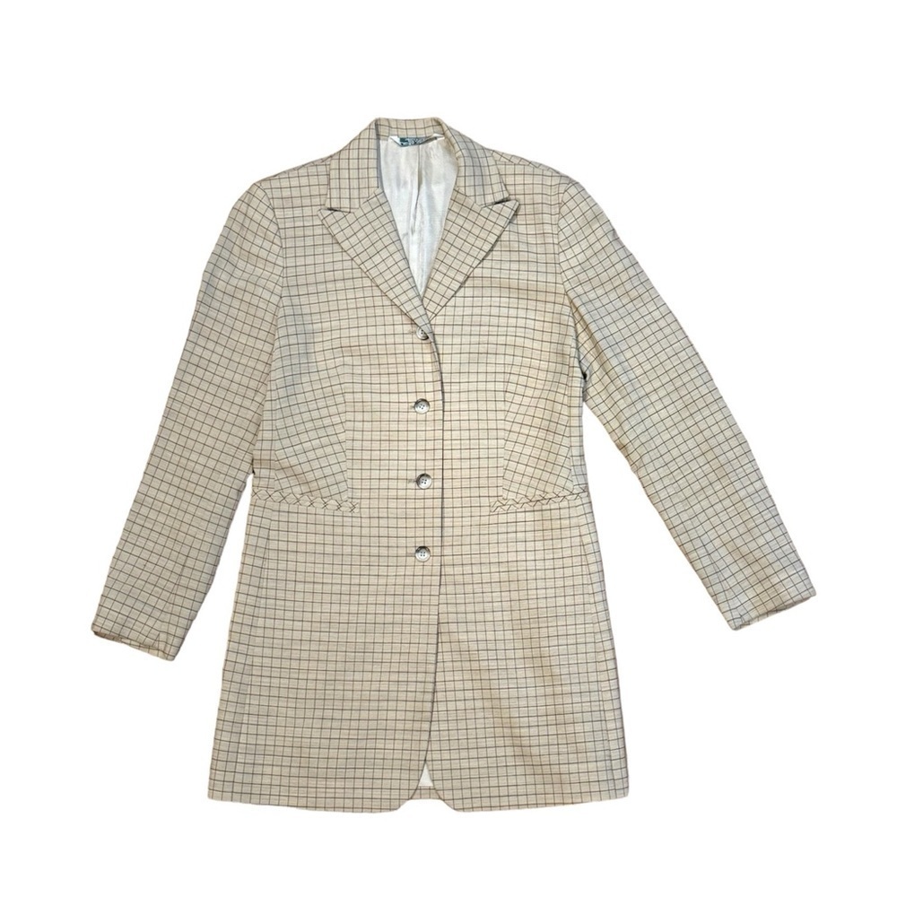 Vintage Laura Ashley Wool Check Coat Size 6 Long Classic Fall